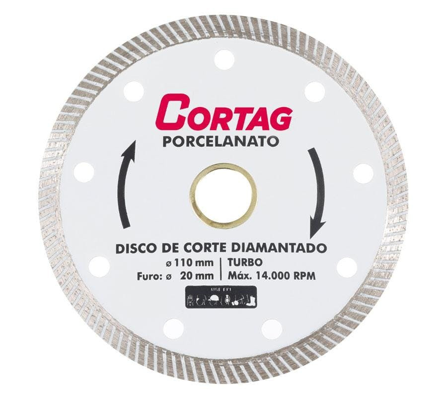 Disco de Corte Diamantado para Porcelanato Turbo 110mm - Cortag