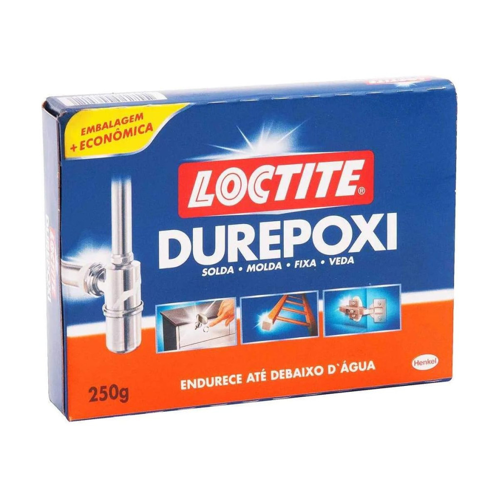 Massa Adesiva Durepoxi Loctite, Massa Epóxi para Reconstrução, Modelagem, Fixação e Vedação, Resina Epóxi para Uso Doméstico, Profissional e de Artesanato, Cola Moldável, 1x250g