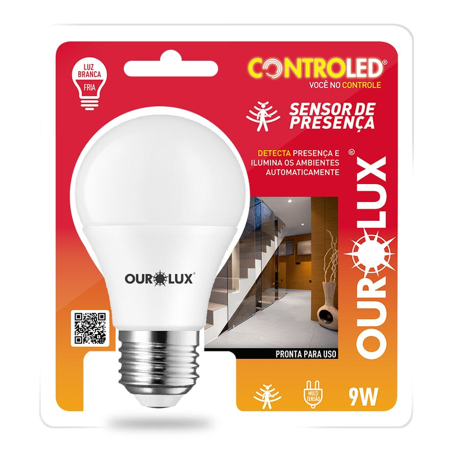 Lâmpada Inteligente com Sensor de Presença 6500k 9w
