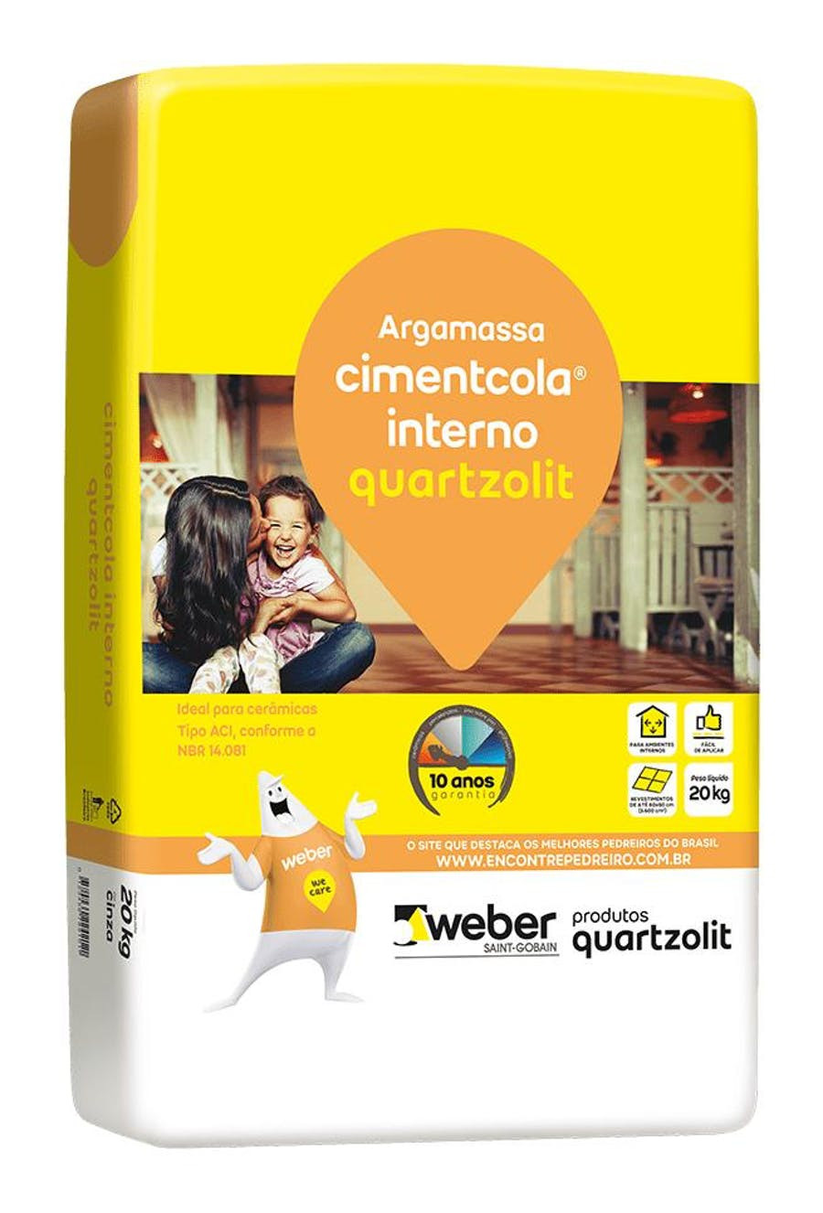 Argamassa Cimentcola Interno Cinza 20kg Tipo Aci Embalagem Papel - Quartzolit