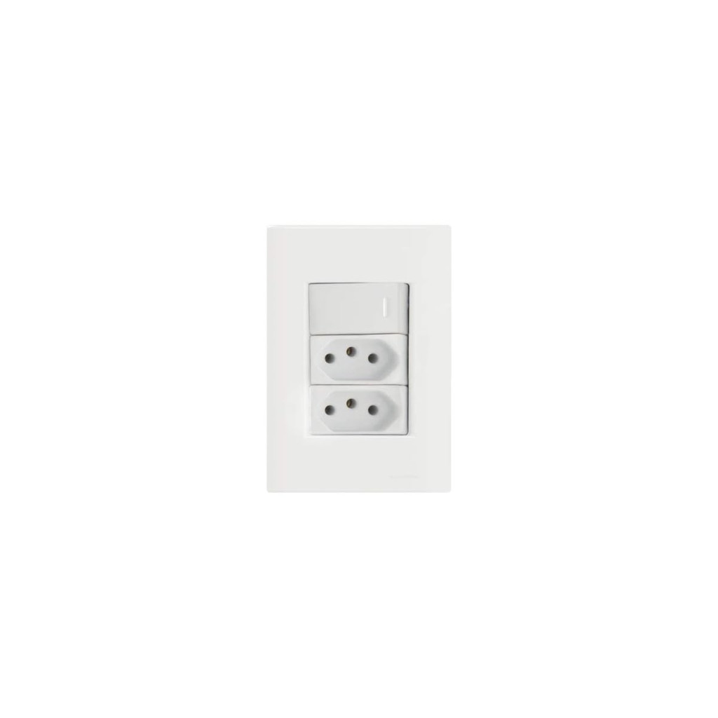Conj. 4x2-1 Interruptor Simples 10a 250v~ + 2 Tomadas 2p+t 10a 250v~ Tramontina