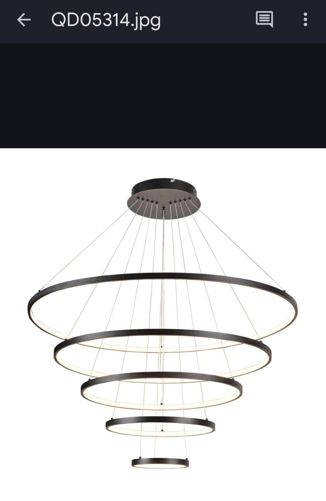 Dinamica Pendente Qd05314 5 Aneis Led 190w 3/4/6000k Preto