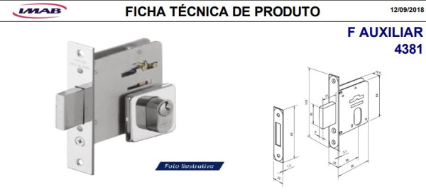 Fechadura Imab Auxiliar 4381 Ex Cr 5000 Cromado Externo
