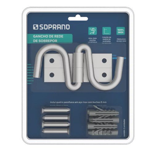Gancho P/rede Soprano 2pc Inox Pol