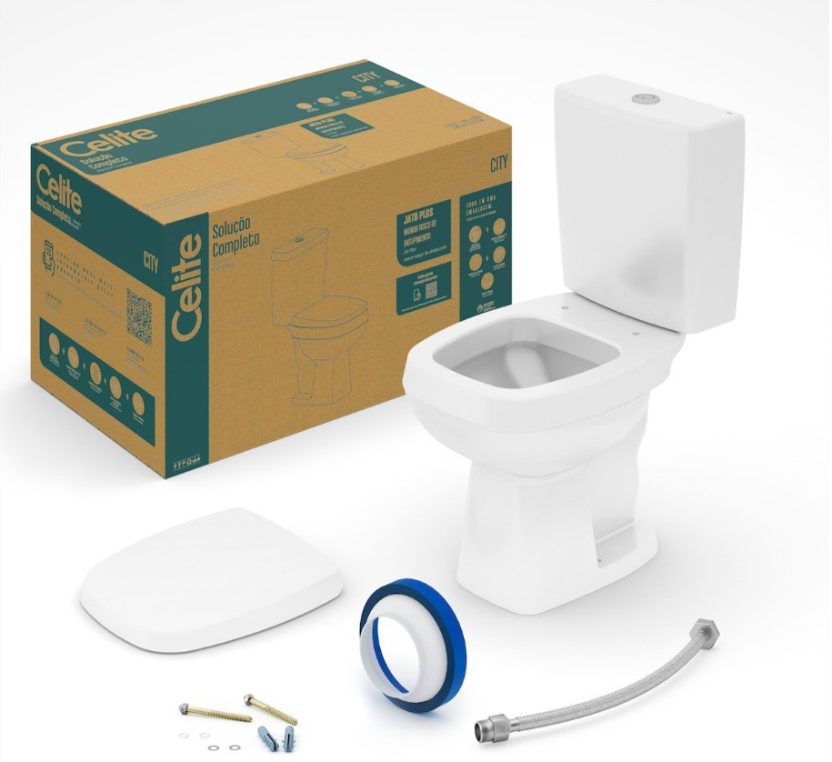Celite Kit Comp. Vaso City Plus C/cx Acoplada Br Vaso+caixa