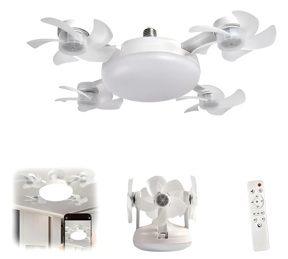 Ventilador Drone X4 Mled Soquete Bivolt 3p Branco C/contr
