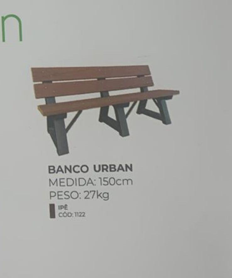 Banco de Jardim Pvc Ipe Urban 1.50m Sem Braco de Apoio