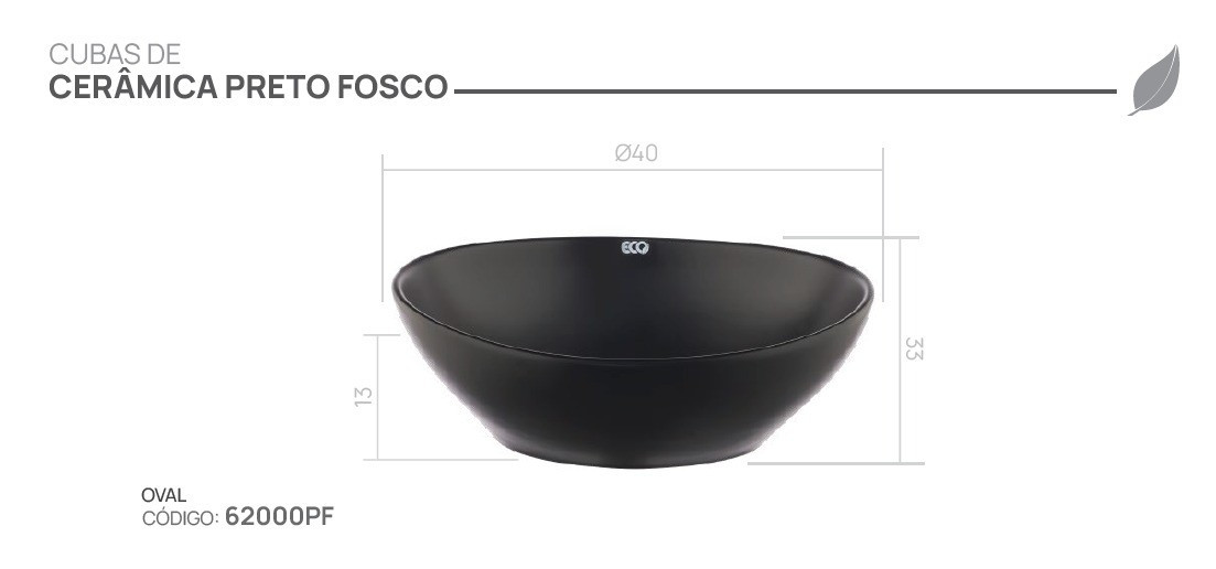 Eco Metais Cuba Oval Preta 62000pf
