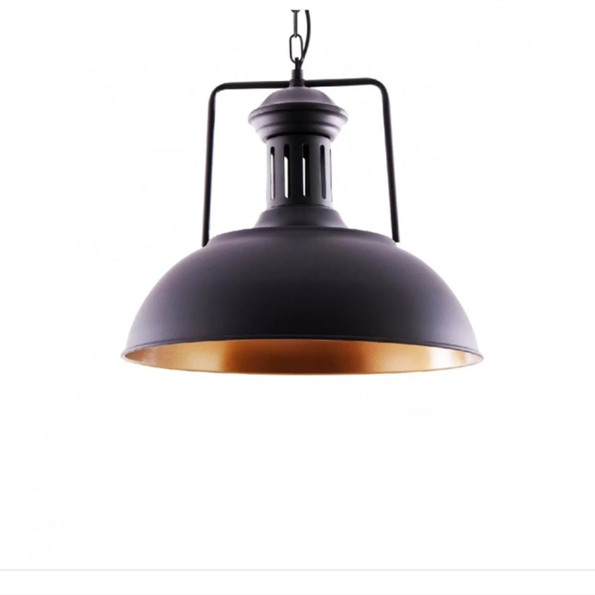Adn+ Pendente Metal Preto C/dourado P/1 Lamp E27 1175