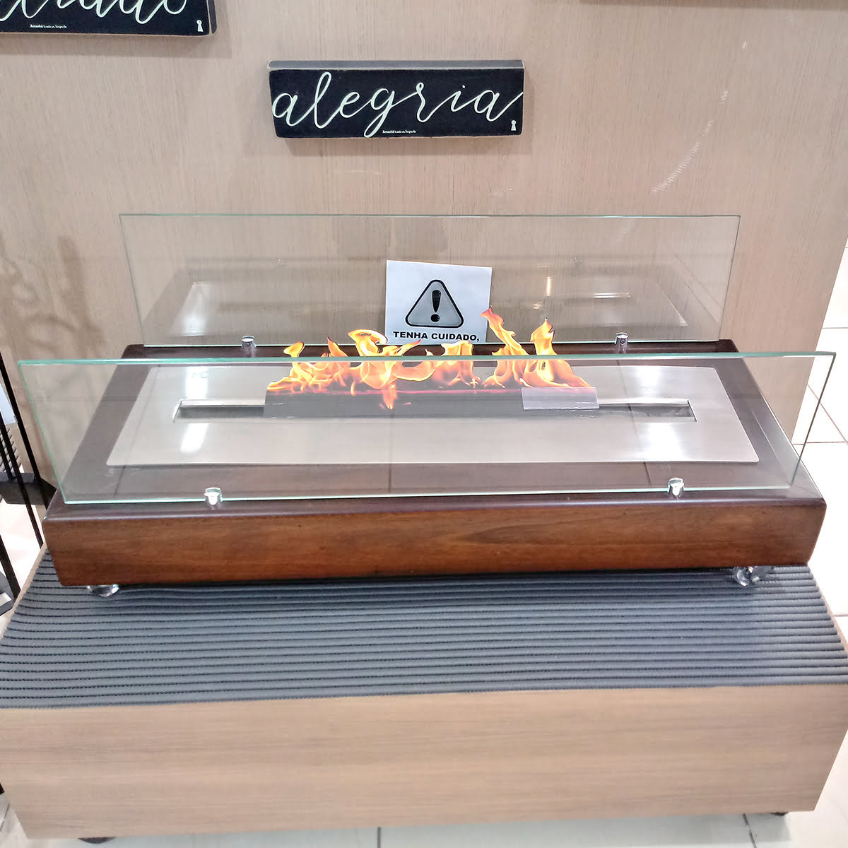 Lareira Ecologica 50cm Tampa/queimador/vidros Classe a