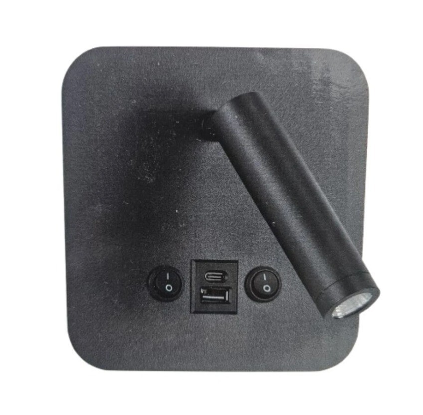 Astraled Arandela Led Quadrado Dalo 3000k Usb Preto Ad-4083