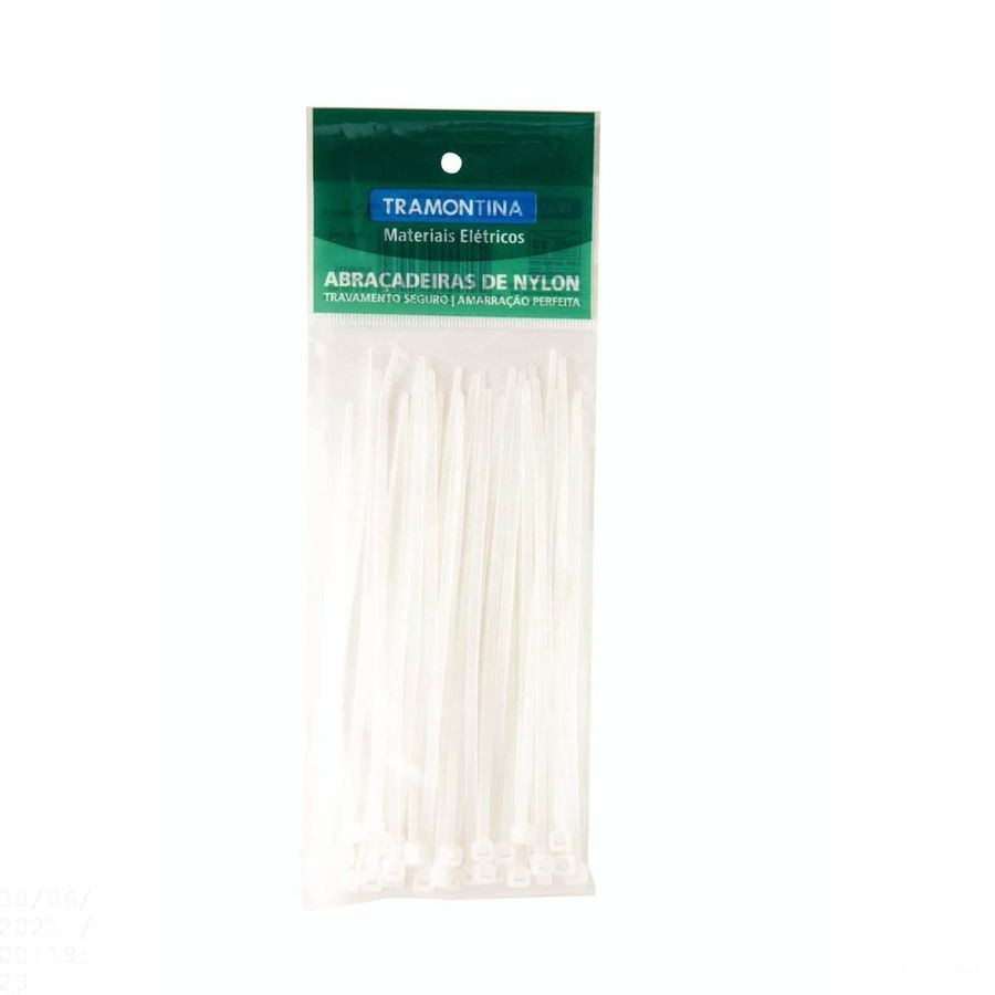 Abraçadeira de Nylon 200x4,8x1,5mm Branca - Tramontina