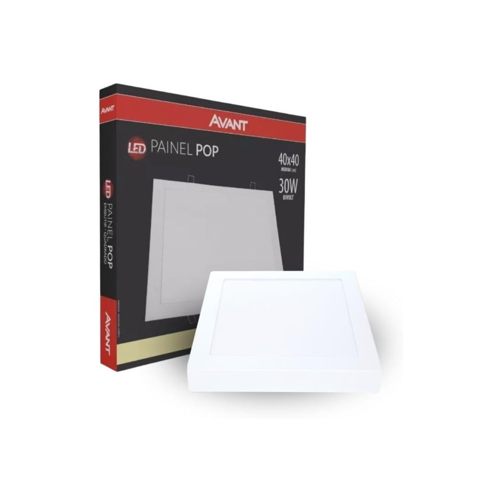 Avant 768290877 Painel Led , Pop, Sobrepor Quadrado 40. Ne4000 K, 30 W, Bivolt, 2400, Luz Neutra