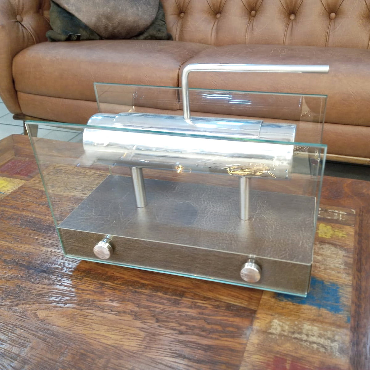 Lareira Ecologica Couro Cafe 16x25x14 Goods Br