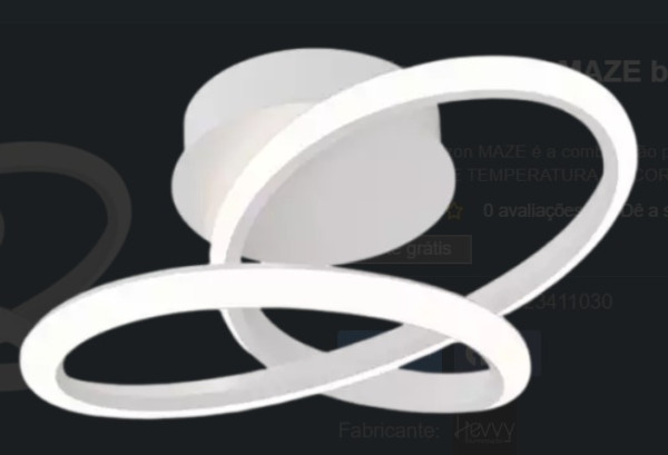 Hevvy Plafon Led 20w Horizon Maze Small White D27 3/4/6000k