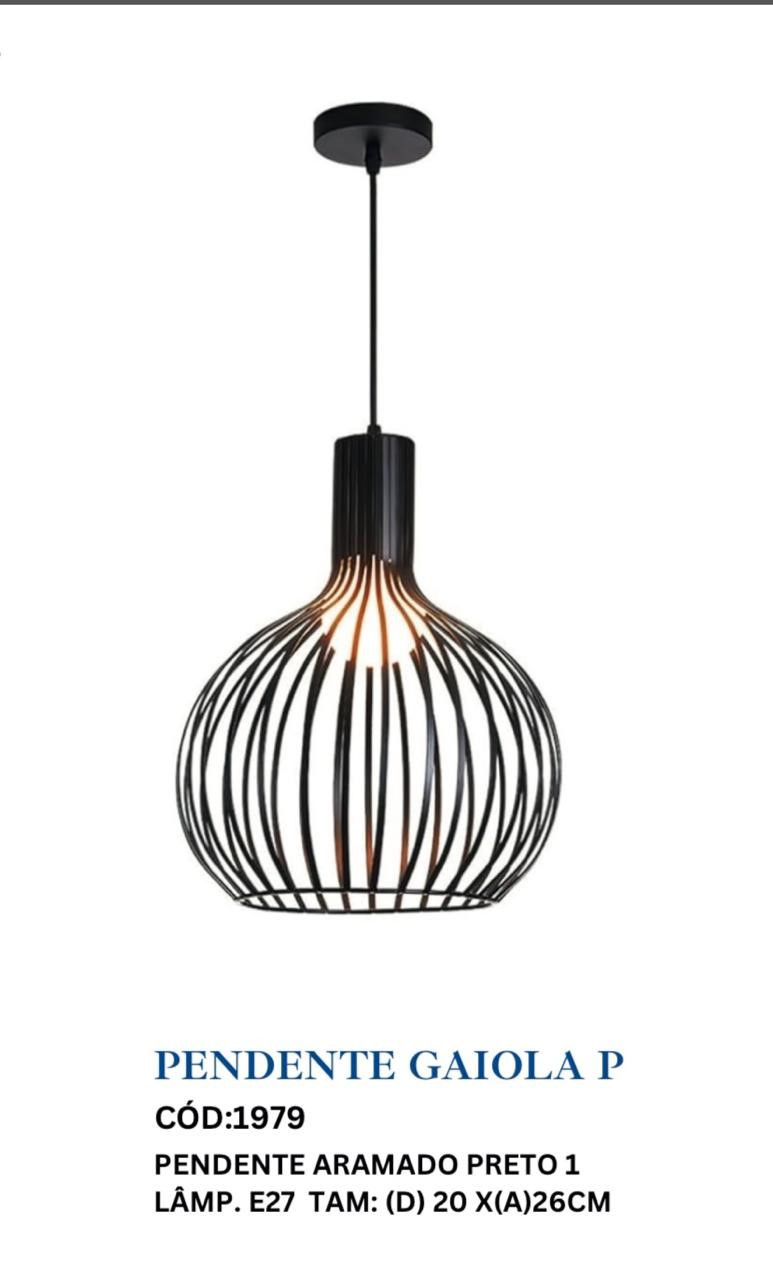 Adn+ Pendente Aramado Pt 1lamp E27 Sa3572-1p Bk 1979