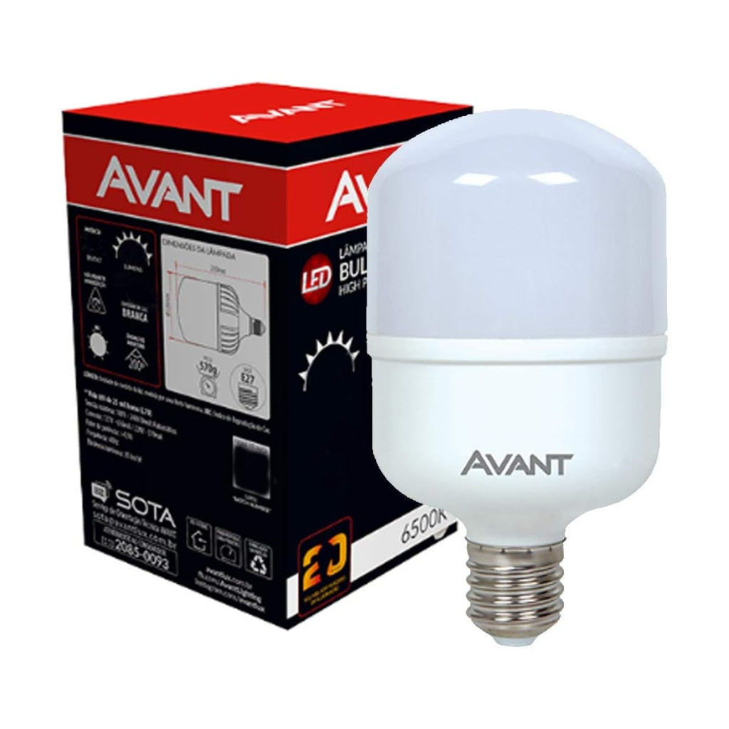 Lâmpada Led Bulbo Hp, 40w, Luz Branca 6500k, Soquete E27, Bivolt, Avant