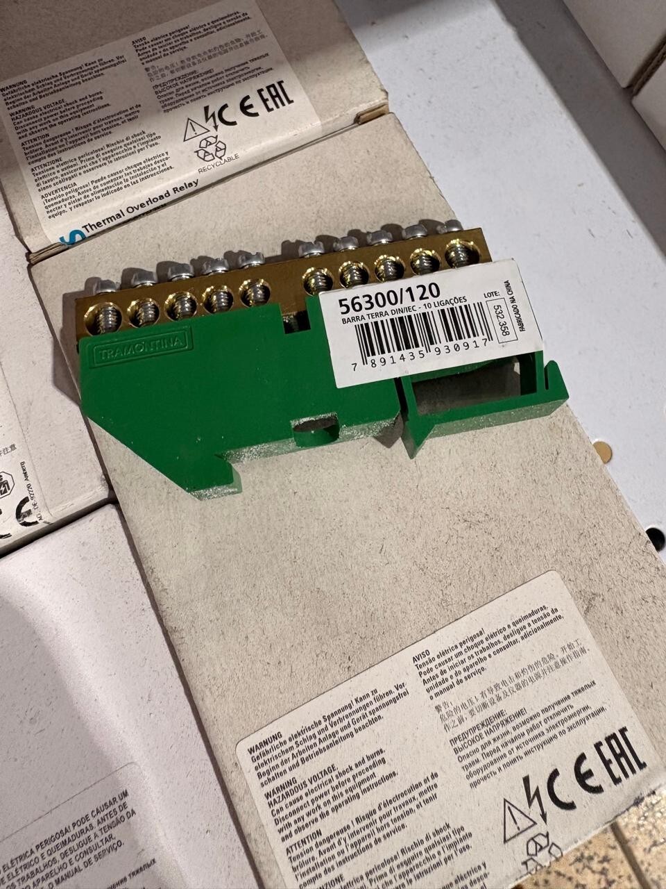 Barramento Terra 10 Lig Din 80a C/suporte Verde 56300120