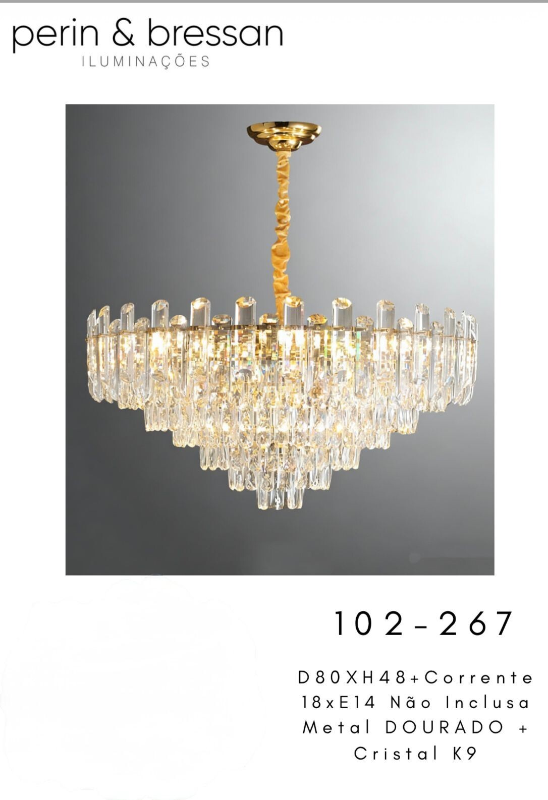 Perin Pendente Cristal D80cm  102-267 - 18lamp X E14