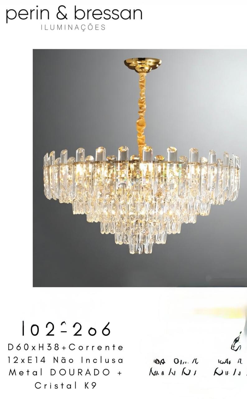 Perin Pendente Cristal D60cmx38cm  102-266 - 18lamp X E14
