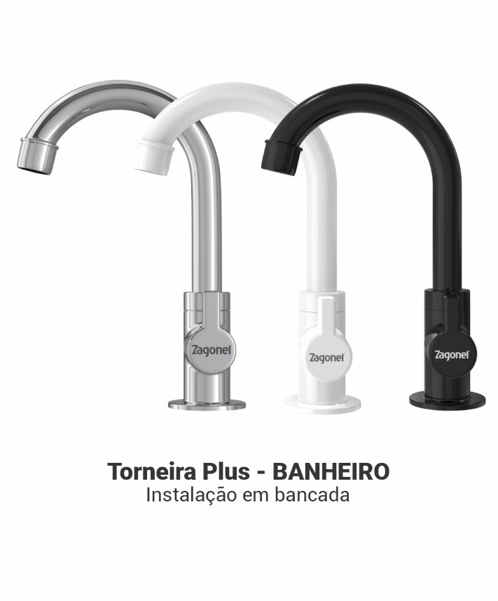 Zagonel Torneira Banheiro Balcao Plus Preta