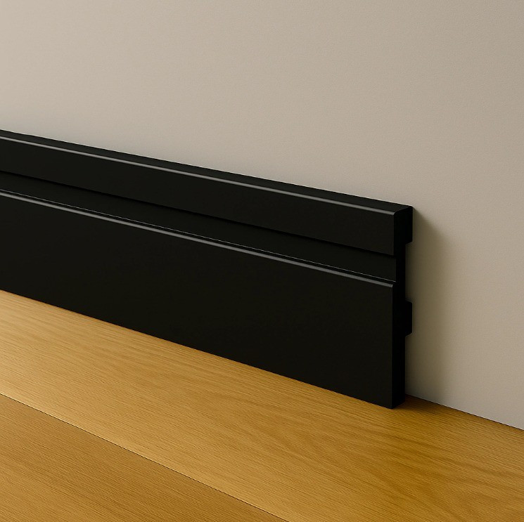 Graddus Rodape Gr100fp Barra 2.40m X 10cm Frisado Preto