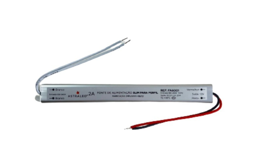 Astraled Driver 2 a 24w 12v  Fonte P/perfil Slim Fa-6001