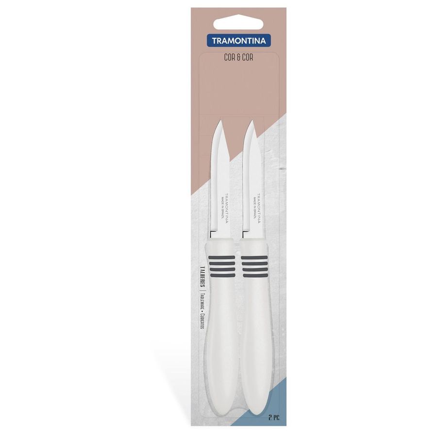 Conjunto de Facas para Legumes e Frutas Tramotina Cor& com Lâminas em Aço Inox e Cabos de Polipro