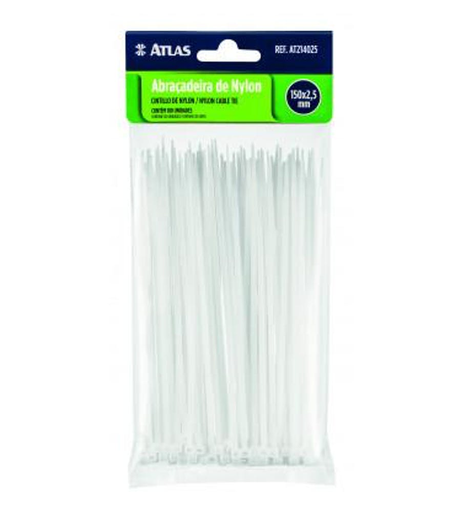 Abraçadeira de Nylon Branca 3,6 X 140mm - Atlas