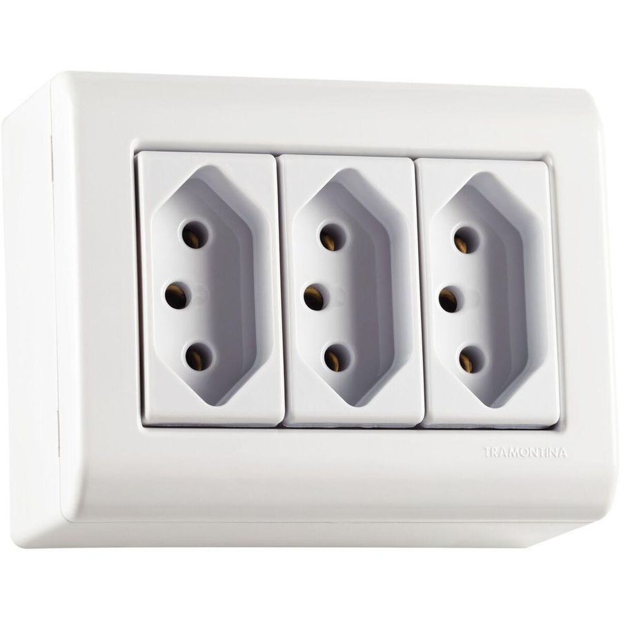 Caixa de Sobrepor com 3 Tomadas 2p+t 20 a 250 V Lizflex Branca - Tramontina